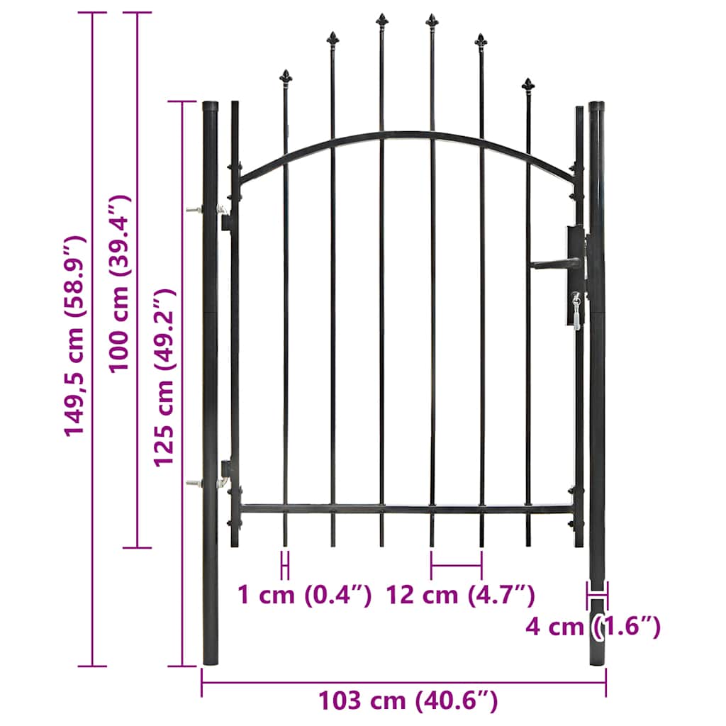 Puerta de jardín Woerden acero 1x1 m negro