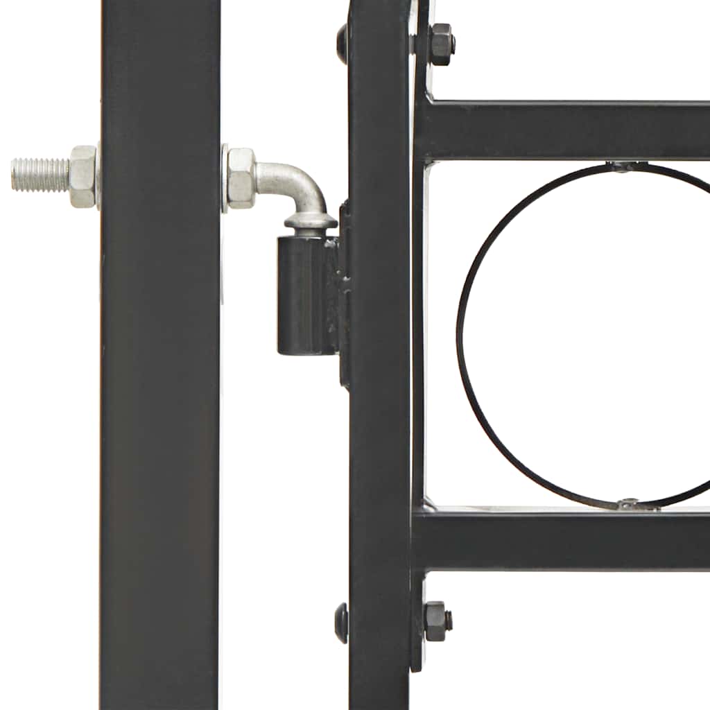Puerta de valla ASSEN con arco superior de acero, 102 x 150 cm, negro
