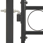 Puerta de valla ASSEN con arco superior de acero, 102 x 150 cm, negro