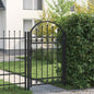 Puerta de valla ASSEN con arco superior de acero, 102 x 150 cm, negro