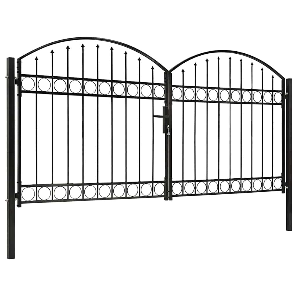 Puerta de valla ASSEN de doble puerta con arco superior de acero 300x125 cm