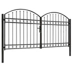 Puerta de valla ASSEN de doble puerta con arco superior de acero 300x125 cm