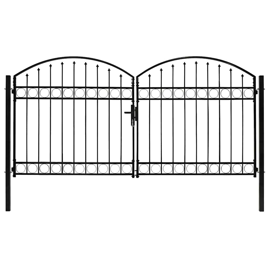 Puerta de valla ASSEN de doble puerta con arco superior de acero 300x125 cm