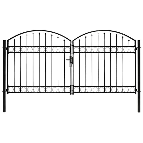 Puerta de valla ASSEN de doble puerta con arco superior de acero 300x125 cm