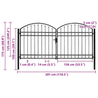Puerta de valla ASSEN de doble puerta con arco superior de acero 300x125 cm