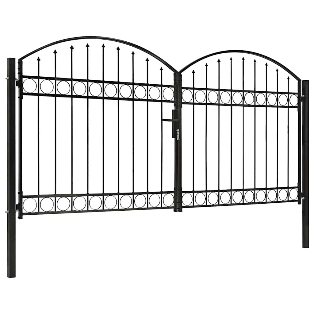Puerta de valla ASSEN de doble puerta con arco superior de acero 300x125 cm