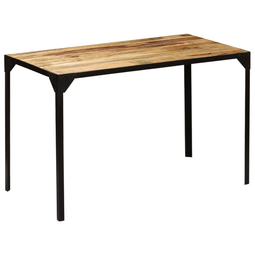 Solid rough mango wood and steel dining table 120 cm