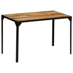 Mesa de comedor madera maciza de mango rugosa y acero 120 cm