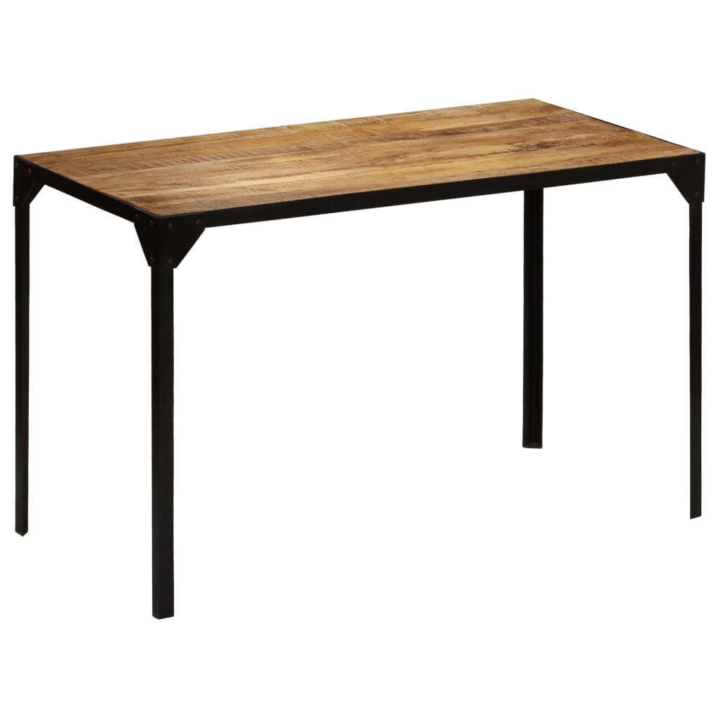 Mesa de comedor madera maciza de mango rugosa y acero 120 cm