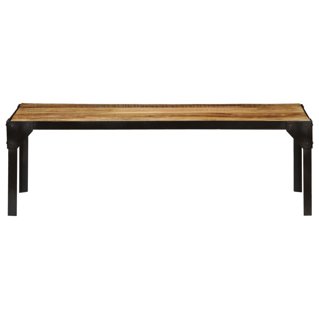 Mesa de centro de madera maciza de mango rugosa y acero 110 cm