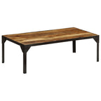 Mesa de centro de madera maciza de mango rugosa y acero 110 cm