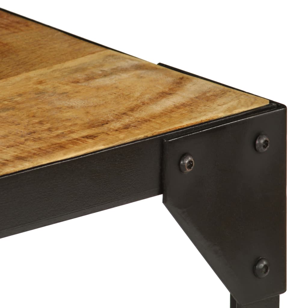 Mesa de centro de madera maciza de mango rugosa y acero 110 cm