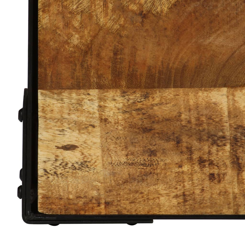 Mesa de centro de madera maciza de mango rugosa y acero 110 cm