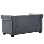 Sofá Chesterfield de 2 plazas piel de ante artificial gris