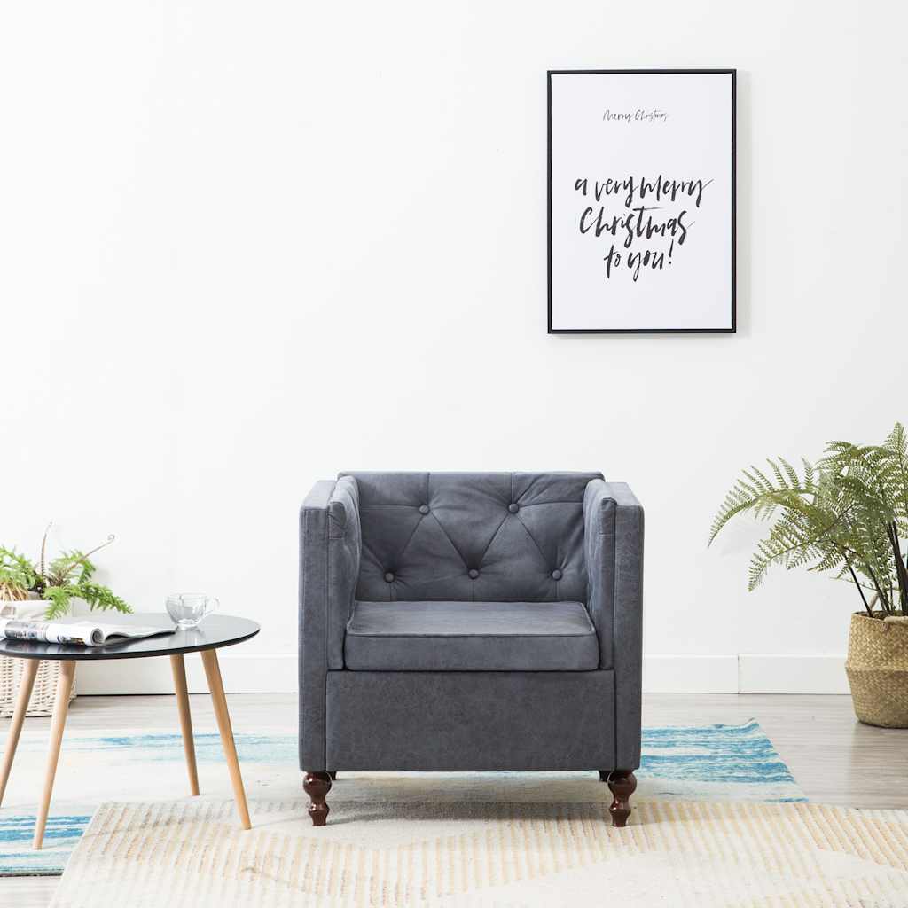 Sillón de tela gris