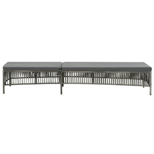 Gray synthetic rattan sun lounger with cushion