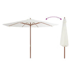 Sombrilla de exterior con palo de madera blanco arena 350 cm