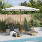 Sombrilla de exterior con palo de madera blanco arena 350 cm