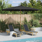 Sombrilla de exterior con palo de madera blanco arena 350 cm
