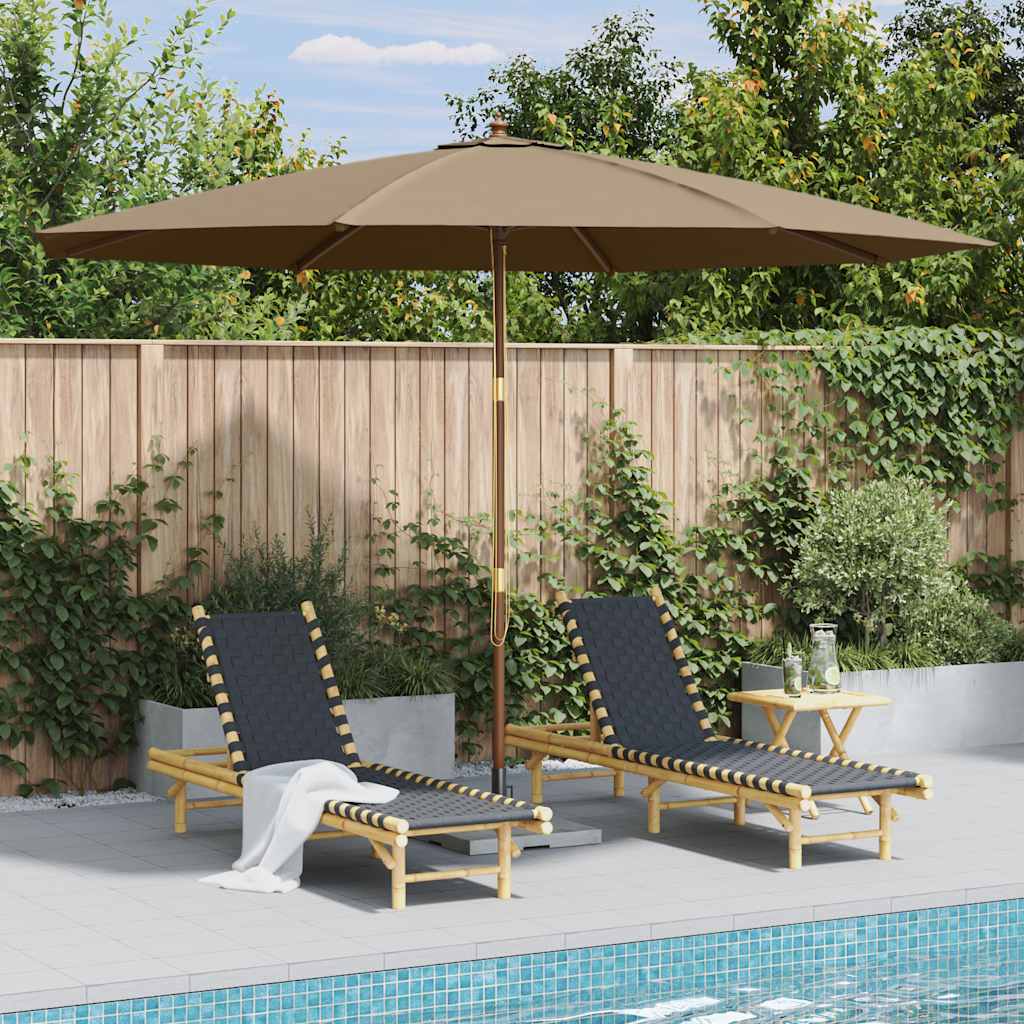 Outdoor parasol with sand-white wooden pole 350 cm