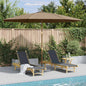 Sombrilla de exterior con palo de madera blanco arena 350 cm