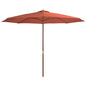 Sombrilla de exterior con palo de madera blanco arena 350 cm
