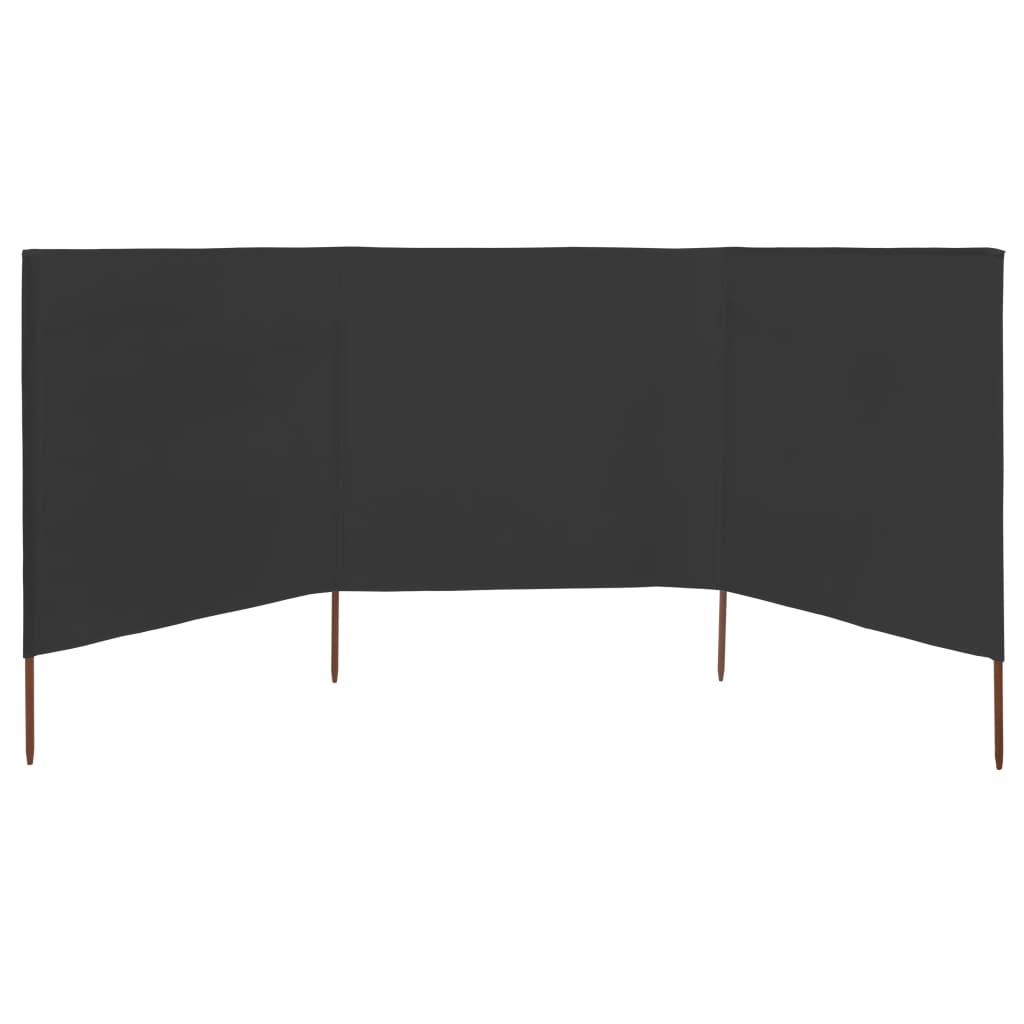 Paravientos de playa de 3 paneles de tela 400x120 cm gris