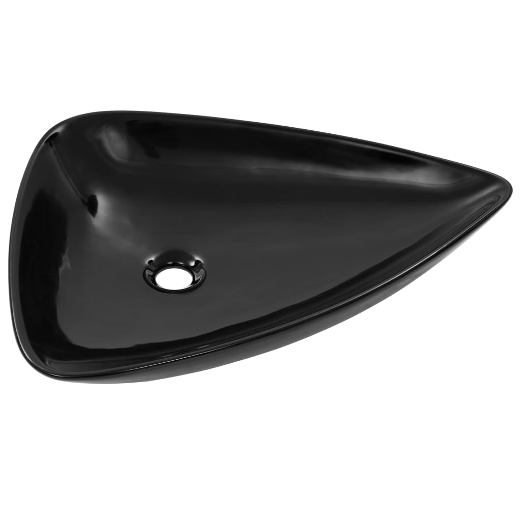 Lavabo de cerámica triangular negro 645x455x115 mm