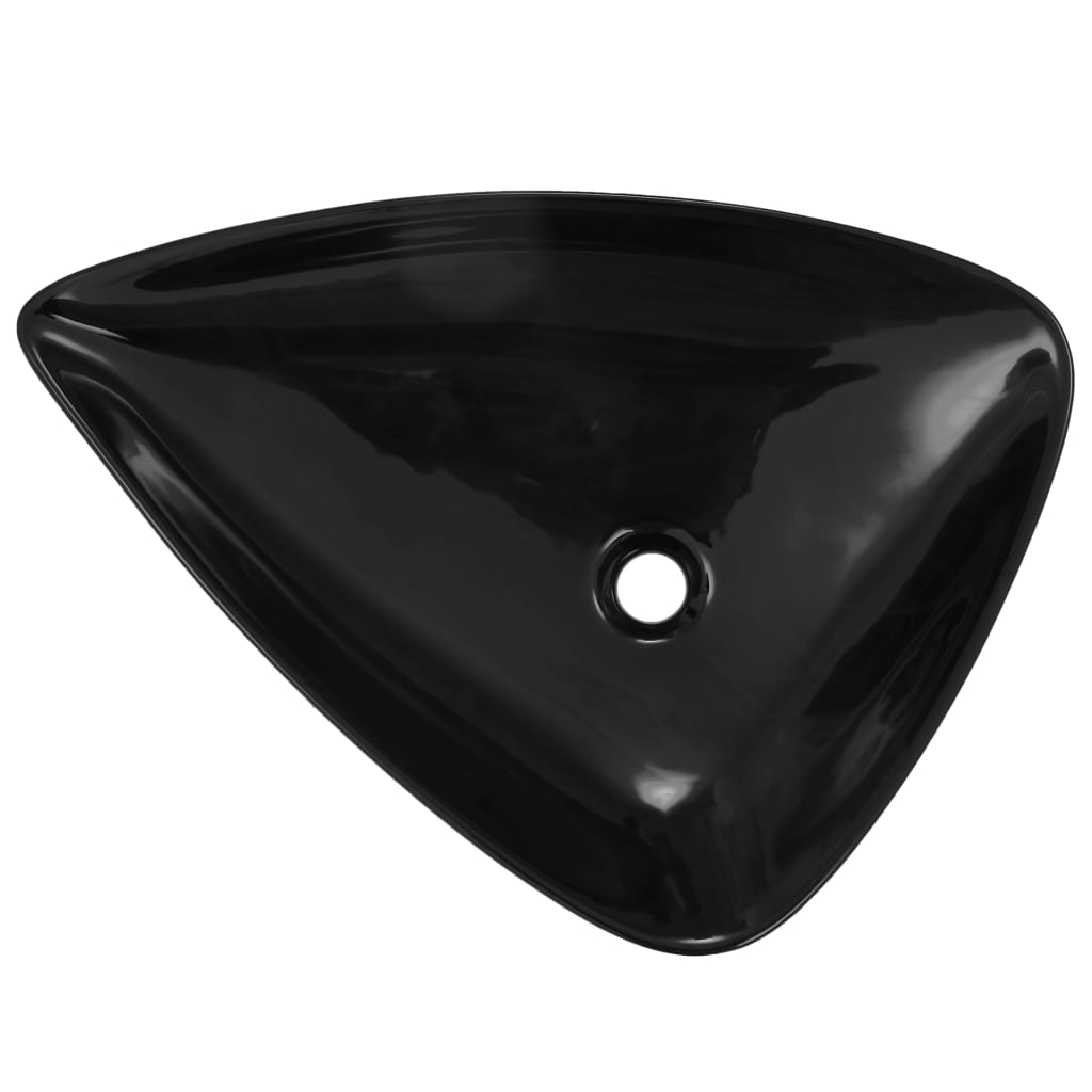 Lavabo de cerámica triangular negro 645x455x115 mm