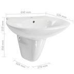 Lavabo de pared de cerámica blanco 690x520x210 mm
