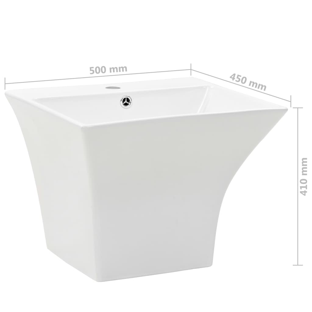Lavabo de pared de cerámica blanco 500x450x410 mm