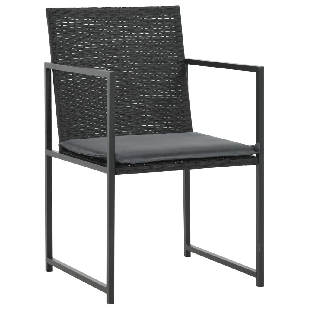 Set comedor de jardín 5 piezas y cojines ratán sintético negro