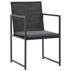 Set comedor de jardín 5 piezas y cojines ratán sintético negro