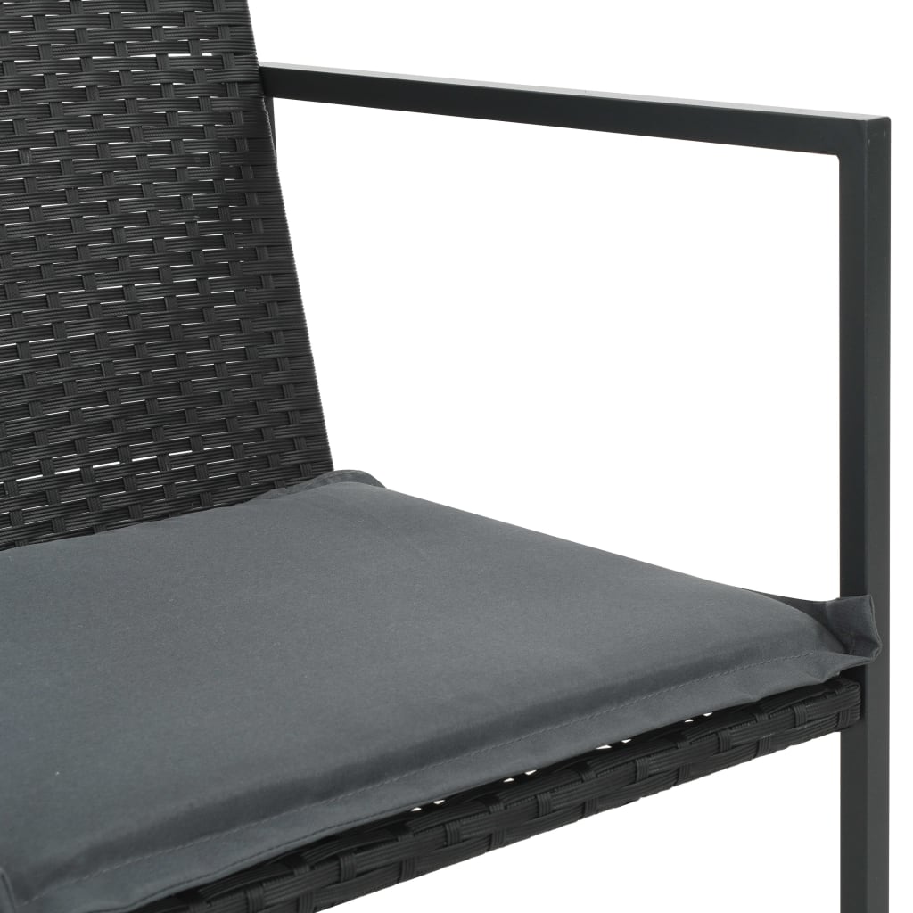 Set comedor de jardín 5 piezas y cojines ratán sintético negro