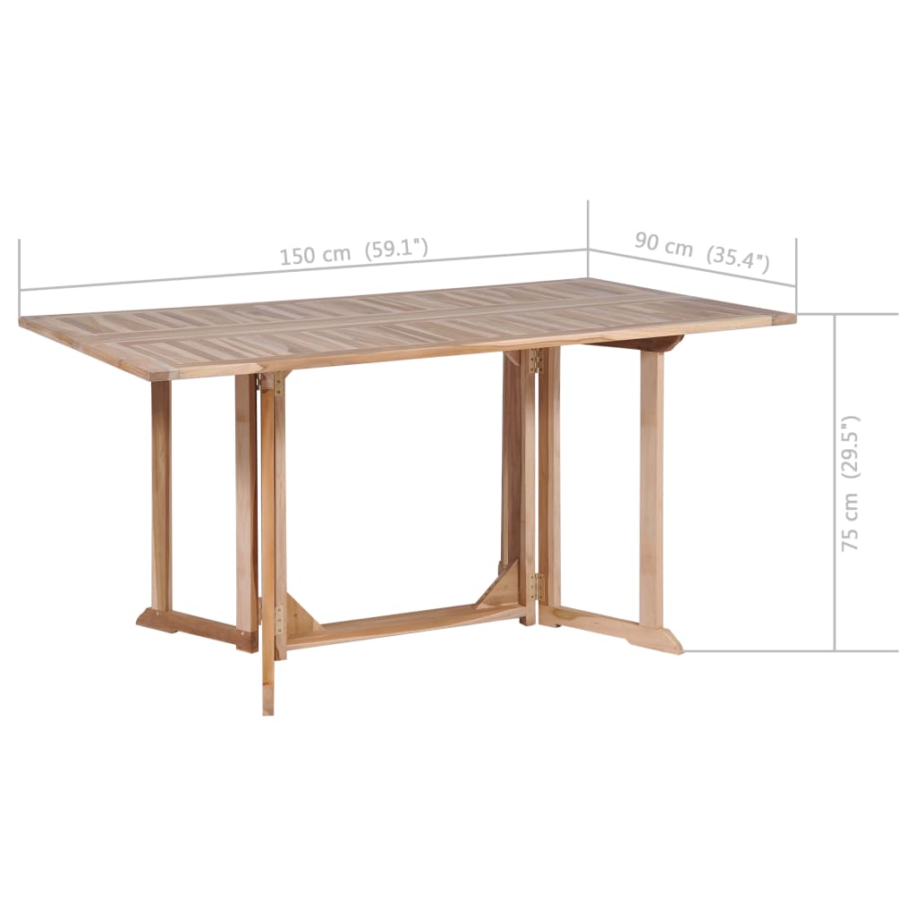 Set de comedor de jardín plegable 7 piezas madera maciza teca
