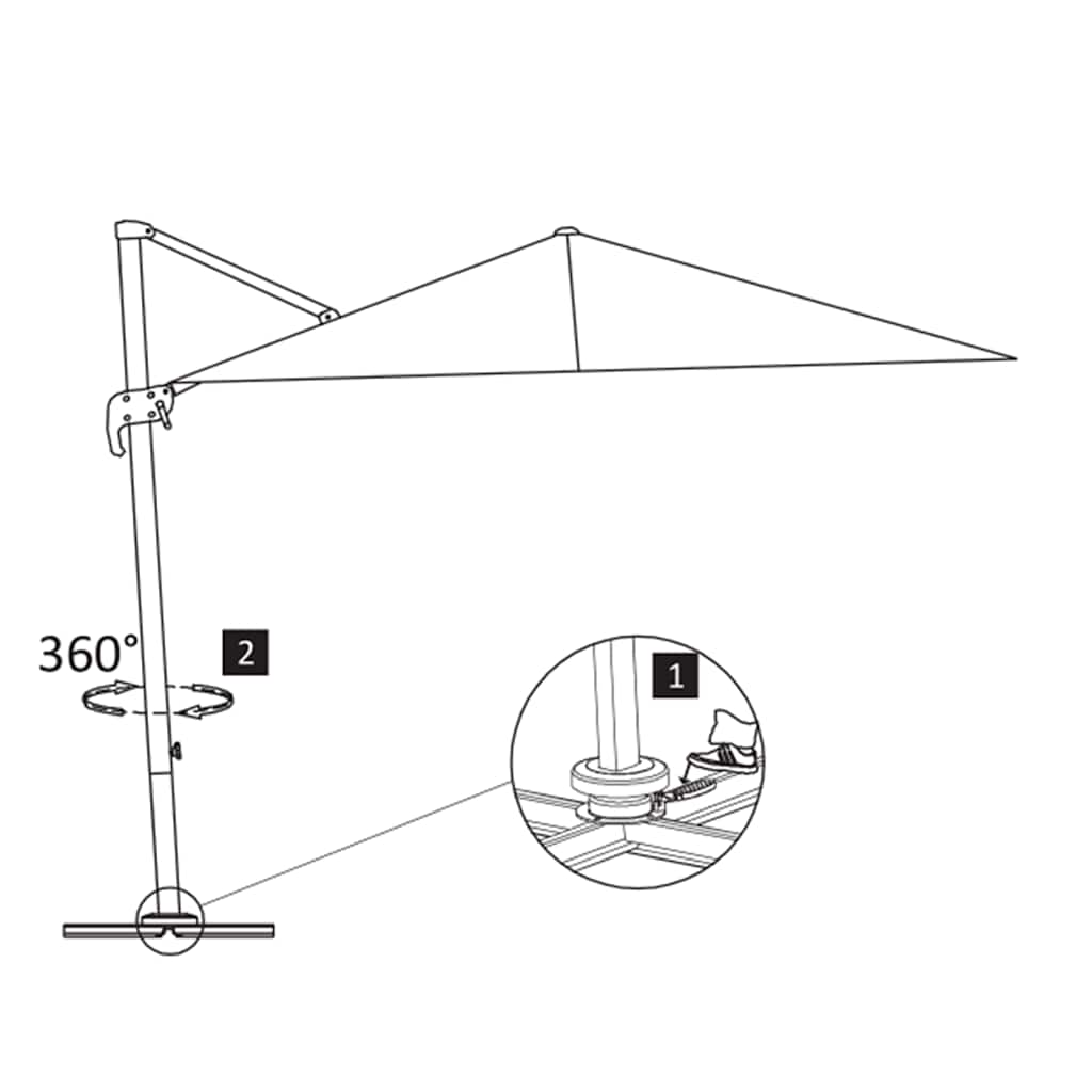 Sombrilla de jardín voladiza con poste de aluminio 300x300 cm Arena