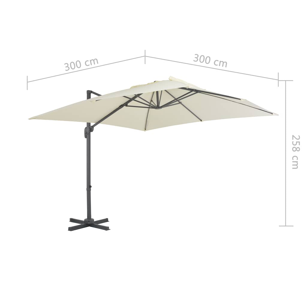 Sombrilla de jardín voladiza con poste de aluminio 300x300 cm Arena