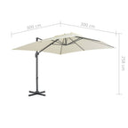 Sombrilla de jardín voladiza con poste de aluminio 300x300 cm Arena