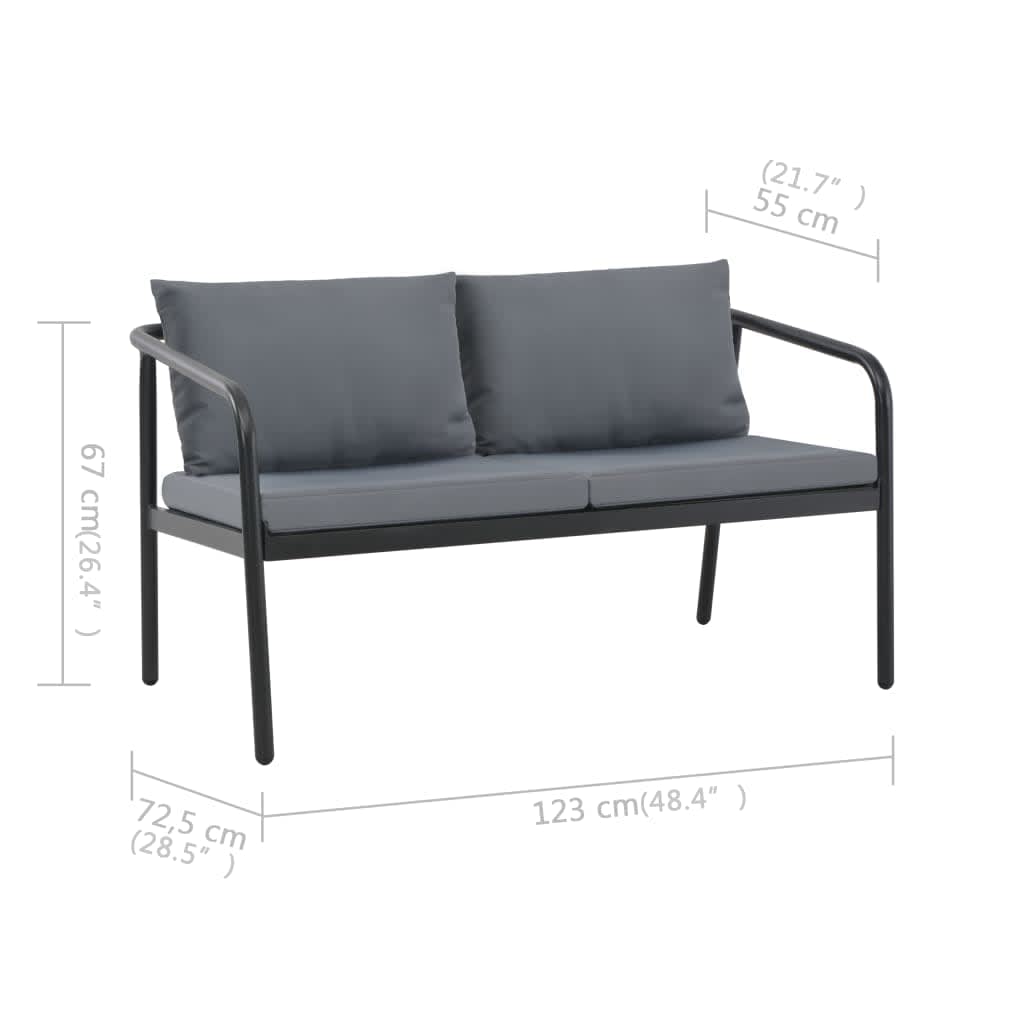 Sofá de jardín de 2 plazas con cojines de aluminio gris