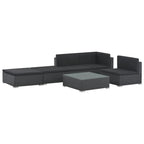 Set muebles de jardín 6 piezas y cojines ratán sintético negro