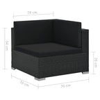 Set muebles de jardín 6 piezas y cojines ratán sintético negro