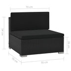 Set muebles de jardín 6 piezas y cojines ratán sintético negro