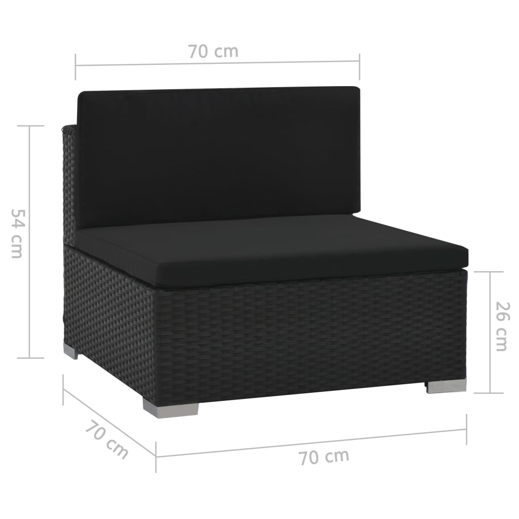 Set muebles de jardín 6 piezas y cojines ratán sintético negro