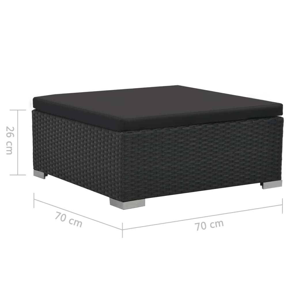 Set muebles de jardín 6 piezas y cojines ratán sintético negro