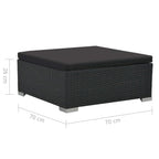 Set muebles de jardín 6 piezas y cojines ratán sintético negro