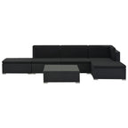 Set muebles de jardín 6 piezas y cojines ratán sintético negro
