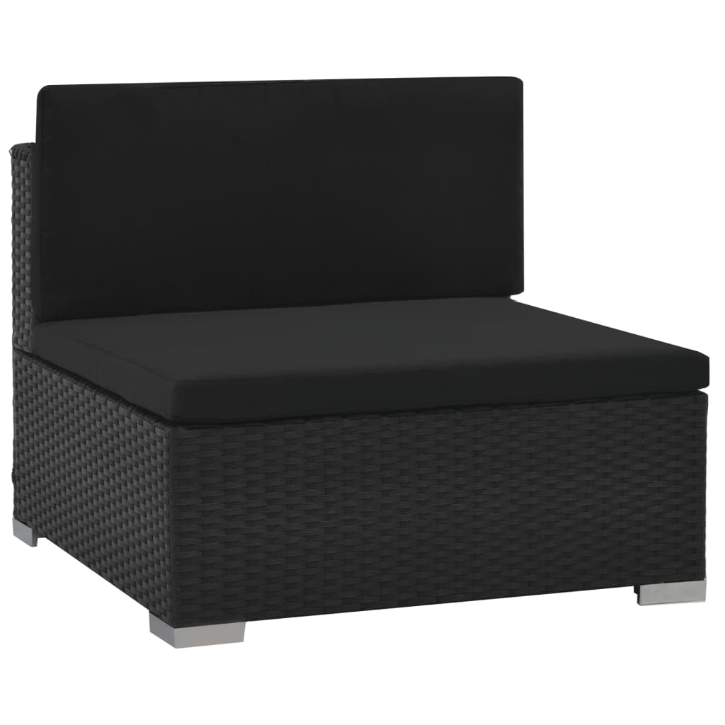 Set muebles de jardín 6 piezas y cojines ratán sintético negro