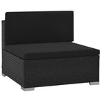 Set muebles de jardín 6 piezas y cojines ratán sintético negro