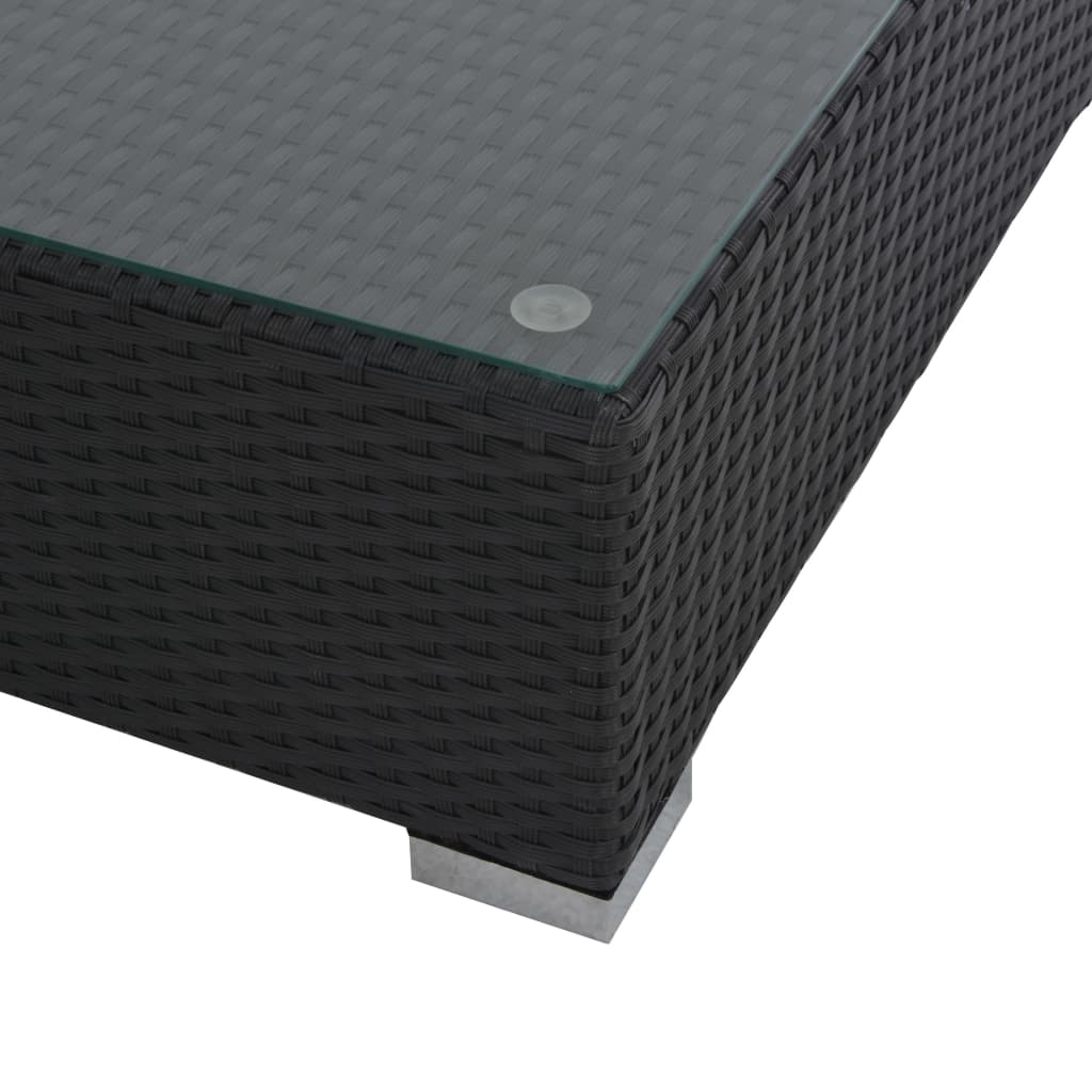 Set muebles de jardín 6 piezas y cojines ratán sintético negro