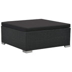 Set muebles de jardín 6 piezas y cojines ratán sintético negro